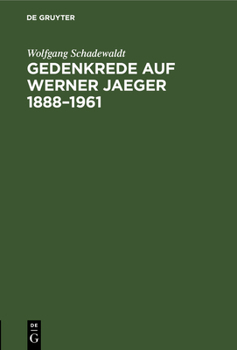 Hardcover Gedenkrede auf Werner Jaeger 1888-1961 [German] Book