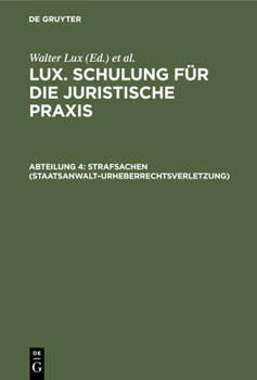 Hardcover Strafsachen (Staatsanwalt-Urheberrechtsverletzung): Einschl. Schutzaufsicht Und Fürsorgeerziehung [German] Book