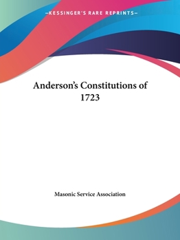 Paperback Anderson's Constitutions of 1723 Book