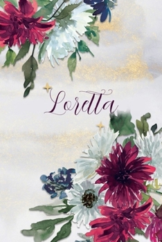 Loretta: Personalized Journal Gift Idea  for Women (Burgundy and White Mums)