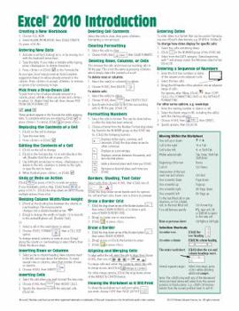 Pamphlet Microsoft Excel 2010 Introduction Quick Reference Guide (Cheat Sheet of Instructions, Tips & Shortcuts - Laminated Card) Book