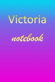 Victoria: Blank Notebook | Wide Ruled Lined Paper Notepad | Writing Pad Practice Journal | Custom Personalized First Name Initial V Blue Purple Gold ... Homeschool & University Organizer Daybook