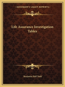 Paperback Life Assurance Investigation Tables Book