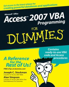 Paperback Access 2007 VBA Programming for Dummies Book