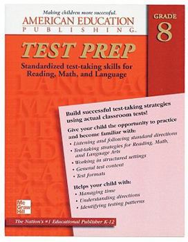 Paperback AEP Test Prep, Grade 8 Book