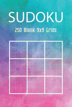 Paperback Sudoku 250 Blank 9x9 Grids: Watercolor Large Print Puzzle Worksheet Book