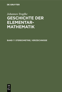 Hardcover Stereometrie, Verzeichnisse [German] Book
