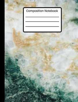 Paperback Composition Notebook: Malachite Nature Geode Gold Marble Green White College Ruled Blank Lined Cute Notebooks for Girls Teens Kids School Wr Book