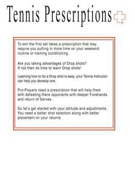 Paperback Tennis Prescriptions: Advanced players need to work on deeper Forehands, Closing out points faster. Book