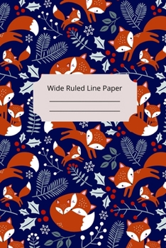Cute Sleep Fox Theme Wide Ruled Line Paper