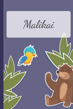Paperback Malikai: Personalized Notebooks - Sketchbook for Kids with Name Tag - Drawing for Beginners with 110 Dot Grid Pages - 6x9 / A5 Book