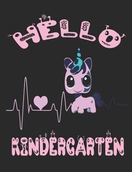 Paperback Hello Kindergarten: Unicorn Face 7.44 X 9.69 100 Pages 50 Sheets Composition Notebook College Ruled Book