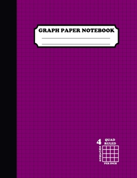 Paperback Graph Paper Notebook. Quad Ruled-4 Squares Per Inch: Grid Notebook/Graph Paper Composition/Grid Paper Journal 8.5x11 in. Deep Violet Book