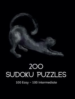 Paperback 200 Sudoku Puzzles 100 Easy - 100 Intermediate: Fun gift with a Halloween-themed cover for adults or teens who love solving logic puzzles. Book