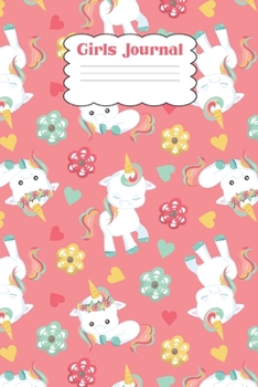 Girls Journal: Super cute unicorns on a pink background -  Journal notebook for girls - Perfect gift for young girls and early teens - 6" x 9"