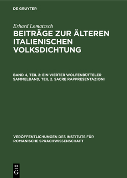 Hardcover Ein Vierter Wolfenbütteler Sammelband, Teil 2. Sacre Rappresentazioni [German] Book