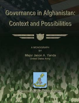 Paperback Governance in Afghanistan: Context and Possiblities Book