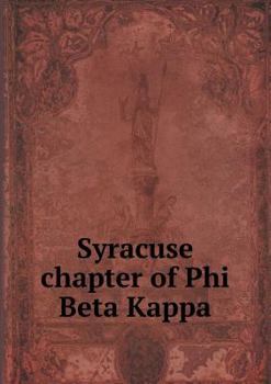 Paperback Syracuse Chapter of Phi Beta Kappa Book