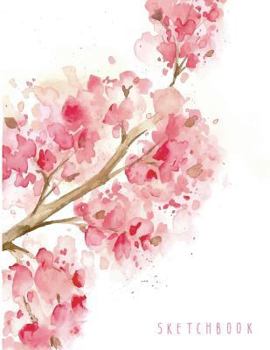sketchbook: Cherry blossom on white cover (8.5 x 11) inches 110 pages, Blank Unlined Paper for Sketching, Drawing, Whiting, Journa