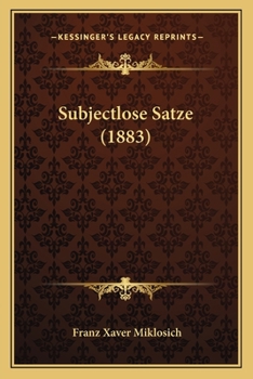 Paperback Subjectlose Satze (1883) [German] Book