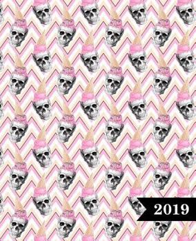Agenda 2019 Semainier: 19x23cm : Agenda 2019 semainier : crânes avec glace rose 6156