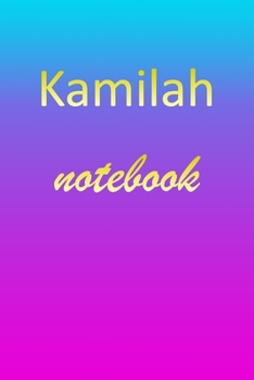 Kamilah: Blank Notebook | Wide Ruled Lined Paper Notepad | Writing Pad Practice Journal | Custom Personalized First Name Initial K Blue Purple Gold  | ... Homeschool & University Organizer Daybook