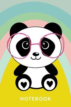 Notebook: Drawing and Writing Paper for Elementary School Age Kids to Create and Illustrate Their Own Stories with Cute Hipster Panda on Pastel Rainbow Cover Design