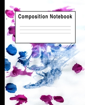 Paperback Composition Notebook: Blues & Purples Watercolor Splats Art Book
