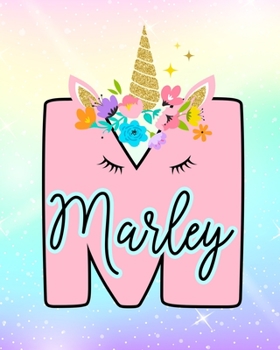 Paperback Marley: Girls Unicorn Journal to Write In - Personalized Journal Book