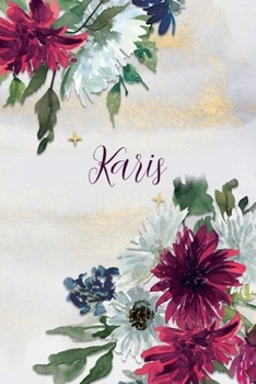 Karis: Personalized Journal Gift Idea  for Women (Burgundy and White Mums)