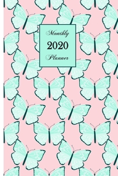 2020 Monthly Planner: Mint Pattern Butterfly 6 x 9 inch 120 Pages Year Months Weeks Calendar, Schedule, and Organizer plus Graph Paper (January 2020 - December 2020)