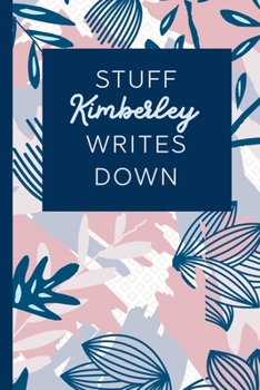 Paperback Stuff Kimberley Writes Down: Personalized Journal / Notebook (6 x 9 inch) STUNNING Navy Blue and Mauve Blush Pink Pattern Book