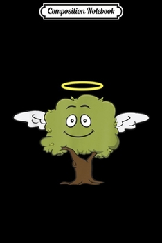 Paperback Composition Notebook: Flying Tree Picture Funny Smiling Face Angel Wings Halo Journal/Notebook Blank Lined Ruled 6x9 100 Pages Book