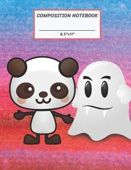 Paperback Composition Notebook: Halloween Vampire Ghost Panda, Wide Ruled paper Notebook, Notes Taking, Basic Lines Journal,8.5"x11",100 Pages, For Bo Book