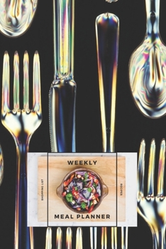 Weekly Meal Planner Shopping List and Recipes: Organizer for 40 Weeks | Cutlery Collection – Black and Shine | 6” x 9”, 122 Pages