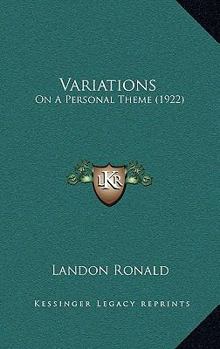 Paperback Variations: On A Personal Theme (1922) Book