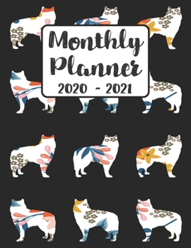 Paperback Monthly Planner 2020-2021: Floral Alaska Malamute Dog - Two Year Calendar Organizer Agenda with Notes, Address, Password, & Dot Grid Pages Book