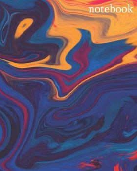Notebook: 108 Page College Ruled Notebook 8x10 : Absolutely Stunning Gold Blue Burgundy & Purple Marble Paint Design