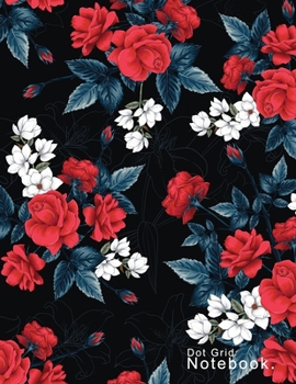 Dot grid black floral cover Notebook Large A4 (8.5” x 11”), 100 Pages: dotted paper journal cute cover for girls with beautiful colors