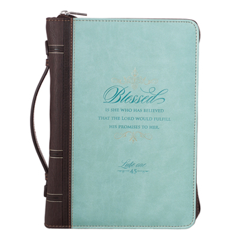 Misc. Bible Cover Faux Leather Blessed Is She Luke 1:45 Extra Large Book