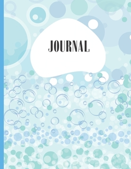 JOURNAL: BLUE BUBBLE BATH PRINT DESIGN COVER | 100PAGES 8.5"x11" CUSTOM BUBBLE PRINT DESIGN PAGES WITH AREA FOR DATE | NOTEBOOK COMPOSITION BOOK WRITING LOG