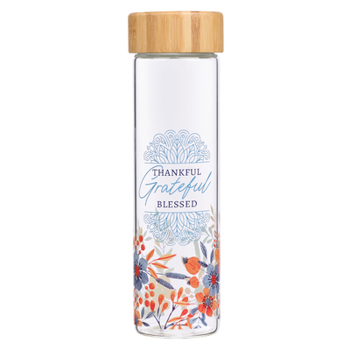 Misc. Water Bottle Glass with Sleeve Give Thanks Book