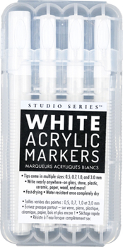 Misc. Studio Series White Acrylic Markers (Set of 4 Permanent Markers with Different Tip Sizes) Book