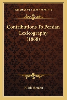 Paperback Contributions To Persian Lexicography (1868) Book