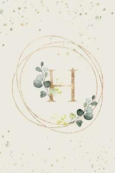 H: Monogrammed Journal Diary with Watercolor Greens and Gold Accents (Lined)