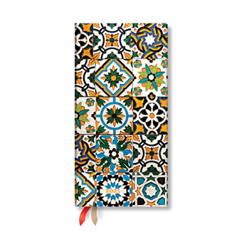 Calendar Paperblanks 2025 Weekly Planner Porto Portuguese Tiles 12-Month Slim Horizontal Elastic Band 160 Pg 100 GSM Book