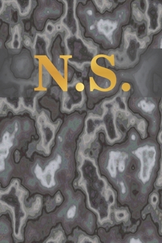 N.S.: 6" x 9" Executive Style Notebook with 100 Blank CREAM COLORED Lined Interior Pages. Gold Monogrammed Two Initials on Black Marble Matte Printed Cover.