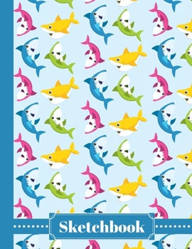 Paperback Sketchbook: Blue Shark Sketch Book For Kids Large 8.5x11 Blank 110 Page Notebook For Drawing, Doodling, Sketching Book