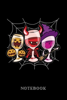 Paperback Notebook: Halloween Wine Glasses Book