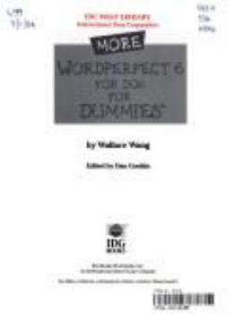 Paperback More WordPerfect 6 for DOS for Dummies Book